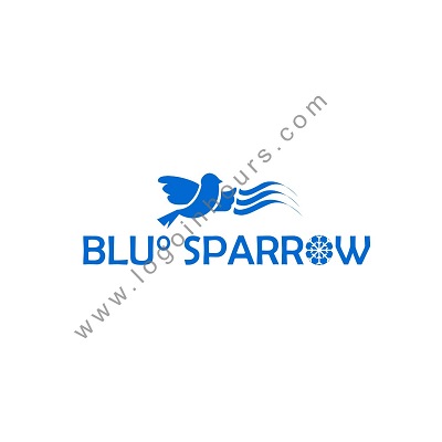 Blue Sparrow bird wordmark logo
